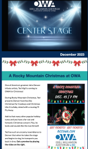 Front page of December issue of Center Stage