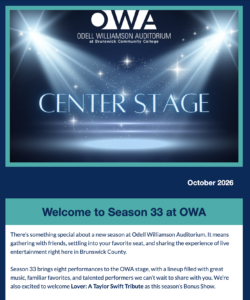 October 2026 Issue of Center Stage newsletter